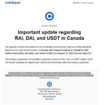 31 августа Coinbase прекратит торговлю Tether (USDT) в Канаде
