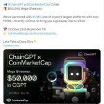 Проект ChainGPT проведёт при участии CoinMarketCap airdrop CGPT на $50000